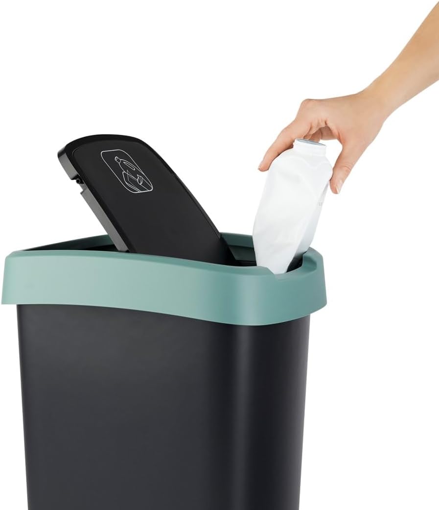 Rotho Twist Mülleimer Mülleimer mit Deckel zur Mülltrennung, Abfall-Recycling, BPA-frei (25L, Schwar