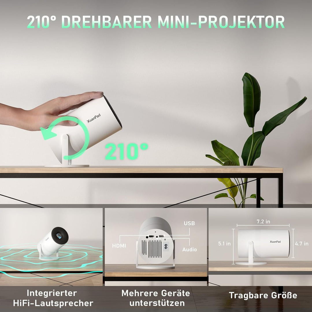 [Netflix-zertifizierter & Elektrischer Focus] Mini Beamer 4K Unterstützung mit WiFi & Bluetooth Proj