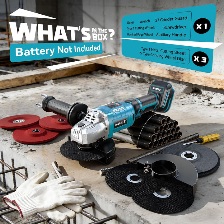 Ecarke Akku-Winkelschleifer Set kompatibel mit Makita 18V Akku – Bürstenloser Motor, 3-Stufen Drehza