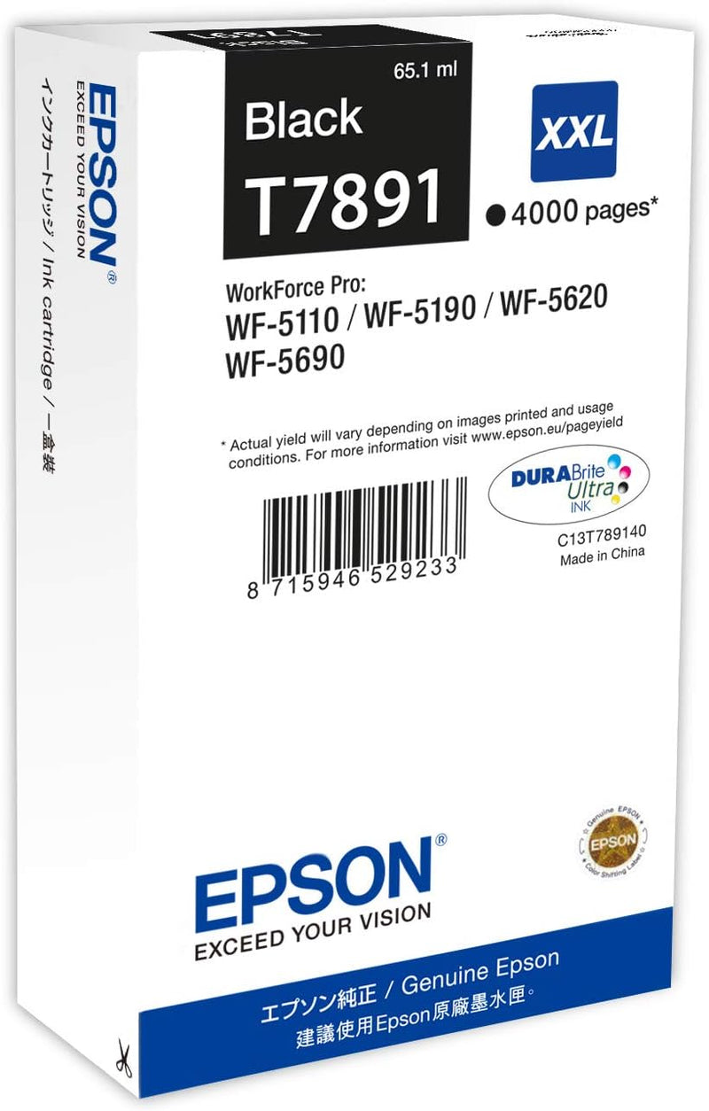 Epson Original T7891 Tinte, Singlepack schwarz, Extra hohe Kapazität