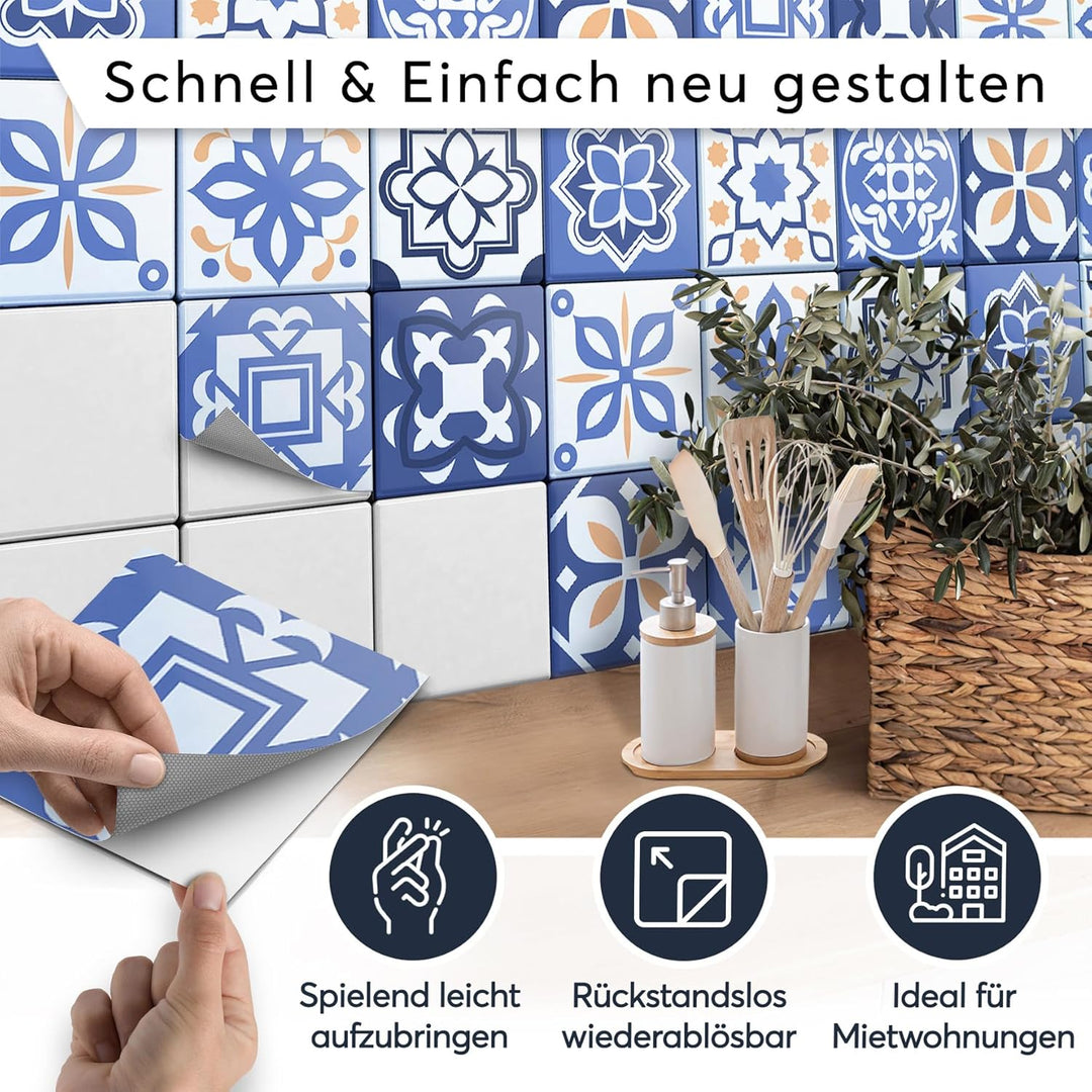CREATISTO Mosaik-Fliesen Fliesensticker Fliesenfolie - Klebefolie Aufkleber für Wand-Fliesen I Klebe