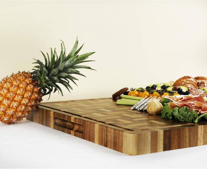 YOUSUNLONG Schneidebrett XXL Gross Akazienholz gemischt mit Eiche - 61x46x3.8 cm - Reversible Metzge