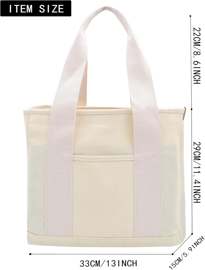 Damen Mittelgross Handtasche Canvas Satchel Tote Bag Schultertasche Shopper für Bücher Alltag Arbeit
