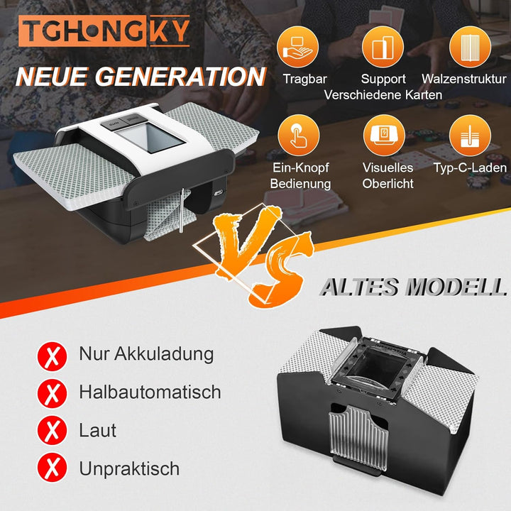 Kartenmischmaschine Elektrische für 1-2 Deck Automatischer Kartenmischer Aufladbarer Karten Mischger