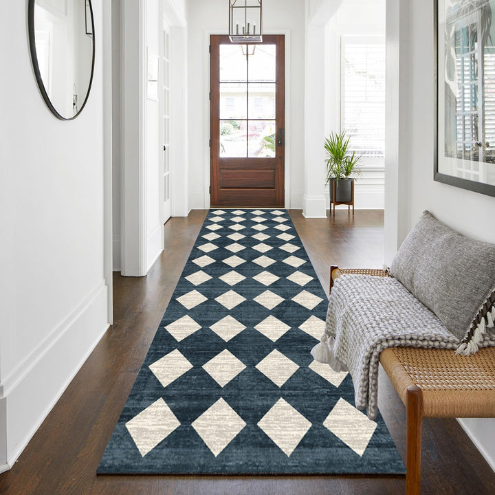 WTHYGB Teppich Läufer 60 x 120 cm, rutschfest Waschbar Teppichläufer, Küchenläufer Geometrie Design