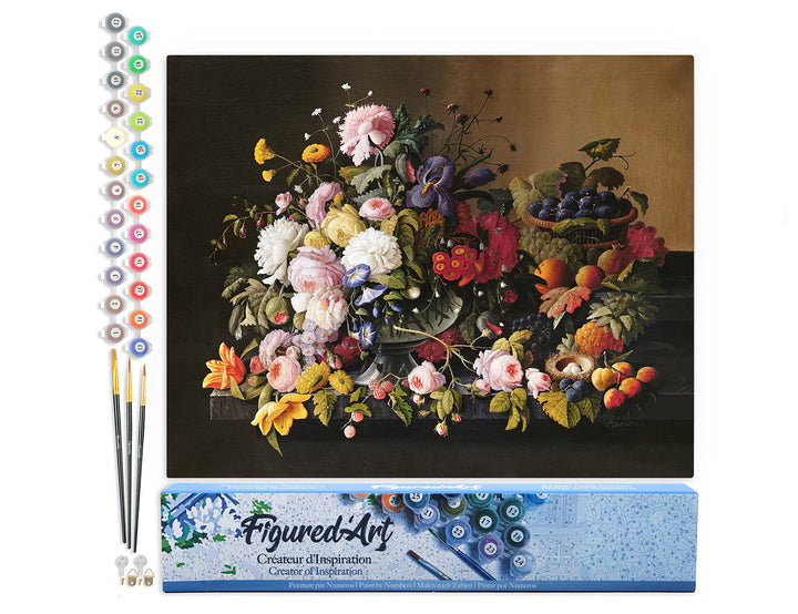 Figured'Art Malen Nach Zahlen Erwachsene Blumen und Obst - Severin Roesen - Paint by Numbers Basteln