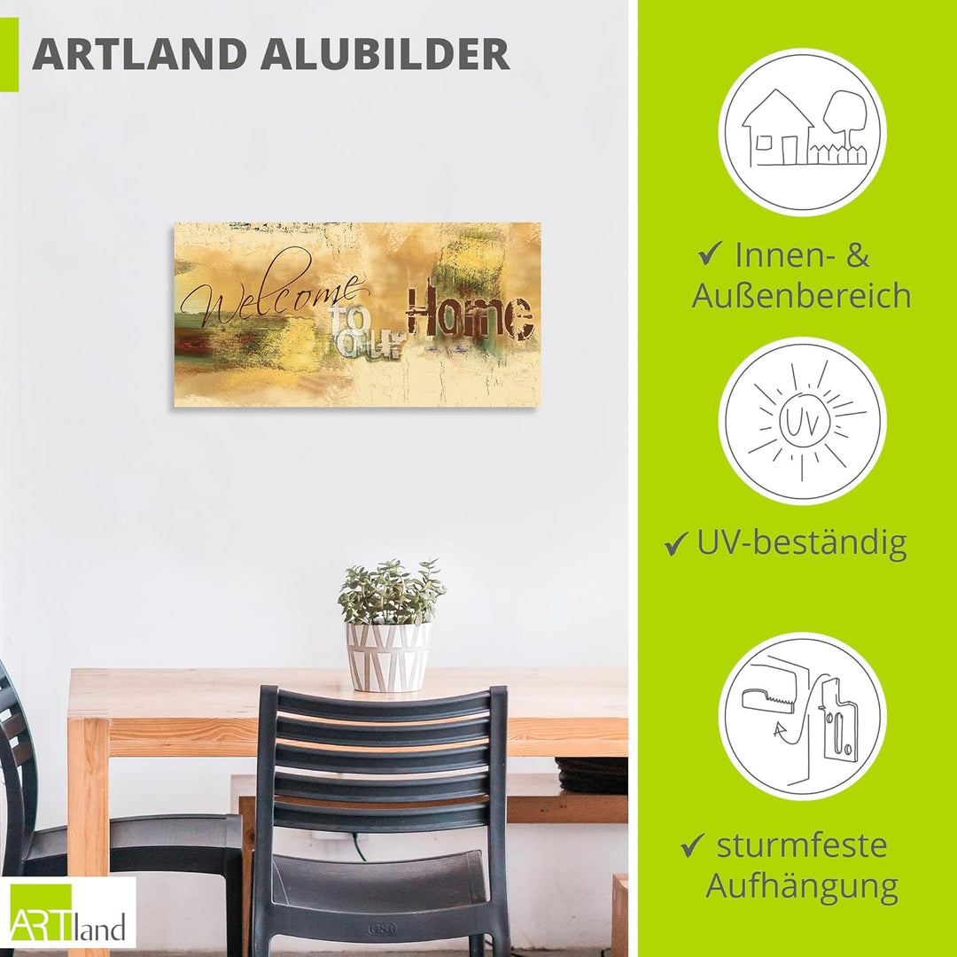 ARTland Wandbild Alu Verbundplatte für Innen & Outdoor Bild 60x30 cm Bilder mit Sprüchen Home Abstra