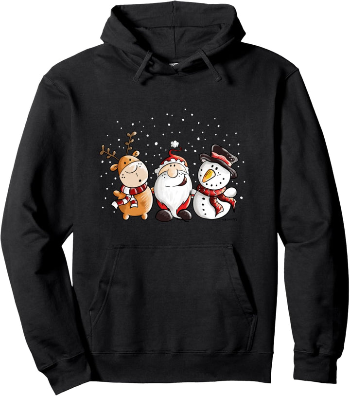 Nikolaus Rentier und Schneemann im Schnee I Weihnachten Pullover Hoodie