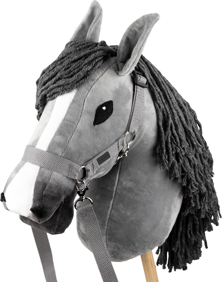SKIPPI Halfter für Hobby Horse - Grau, Hobby Horse Zubehör, Zügeln und 2 Polster im Set, Universalgr