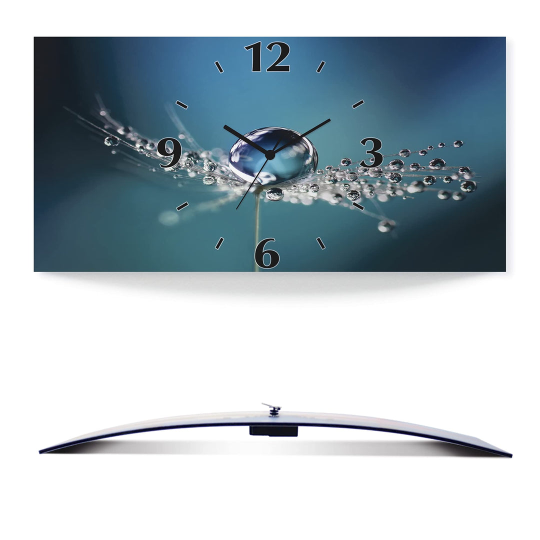 ARTLAND Wanduhr ohne Tickgeräusche Alu Funkuhr lautlos 50x25 cm Rechteckig Blumen Pusteblume Wassert
