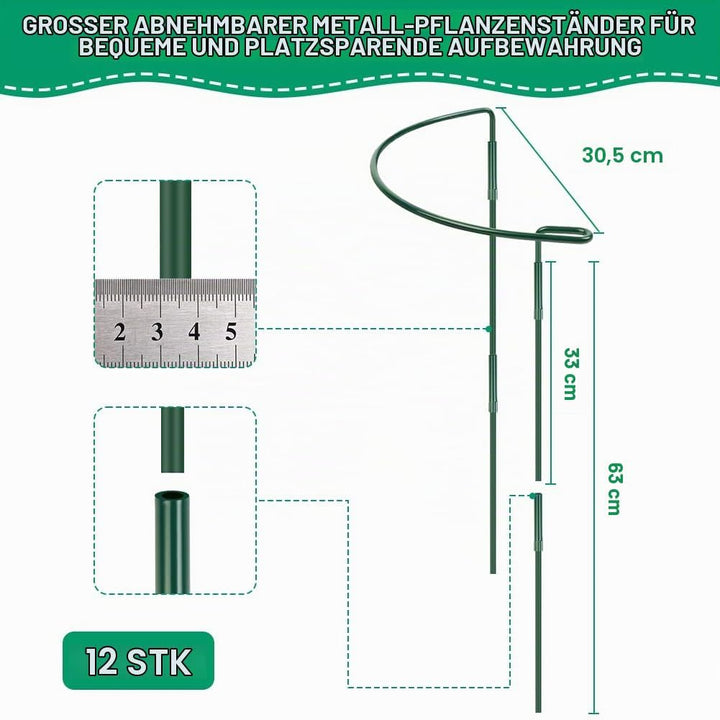 OFFCUP Pflanzenstützen, 12 Stück Pflanzenhalter Ringkäfig 30 * 60CM Staudenhalter Halbrund Metall St