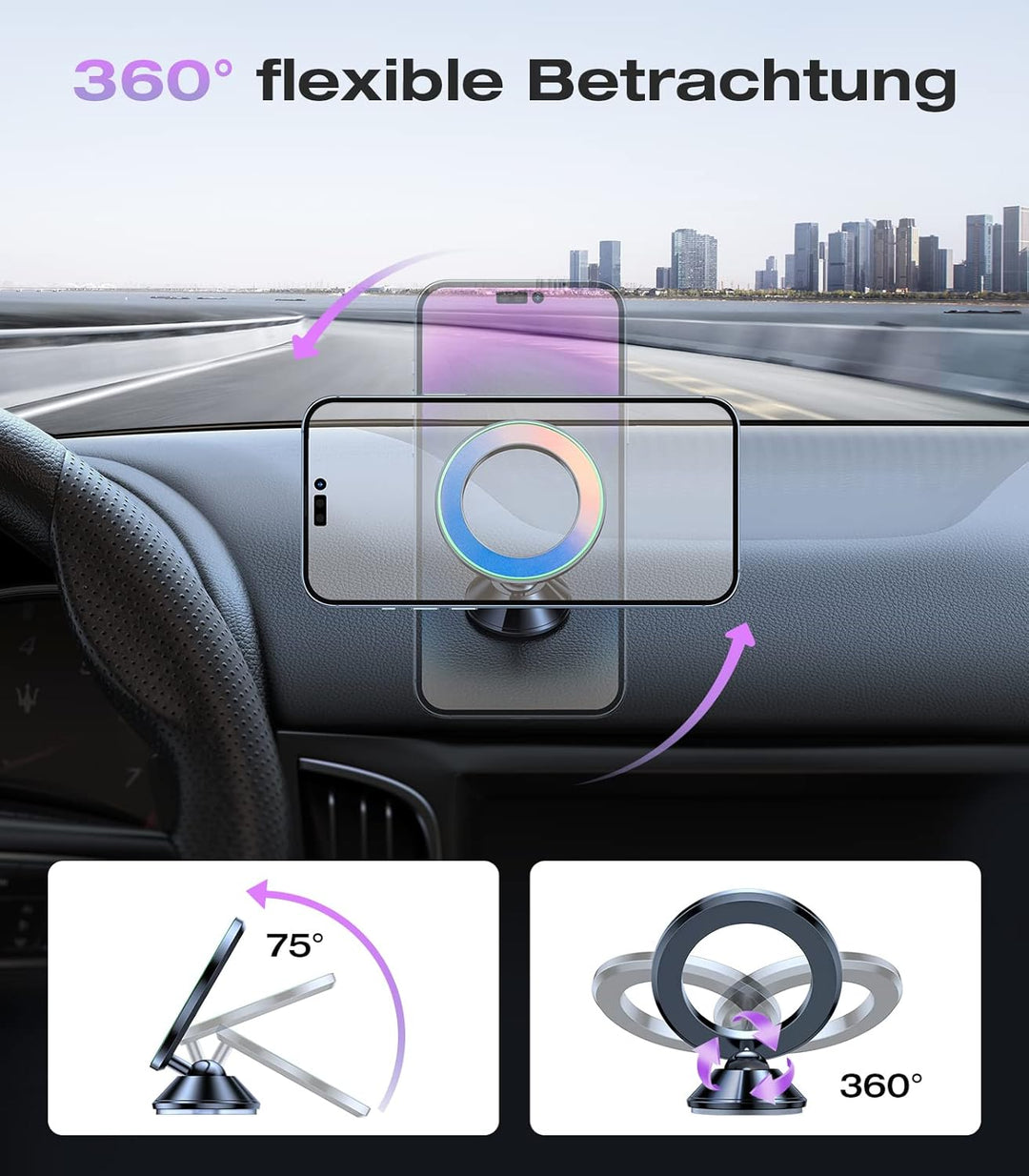 VICSEED Handyhalterung Auto Magnet für MagSafe Autohalterung[20 XN55 Stärkste Magnet],Vollmetall &36