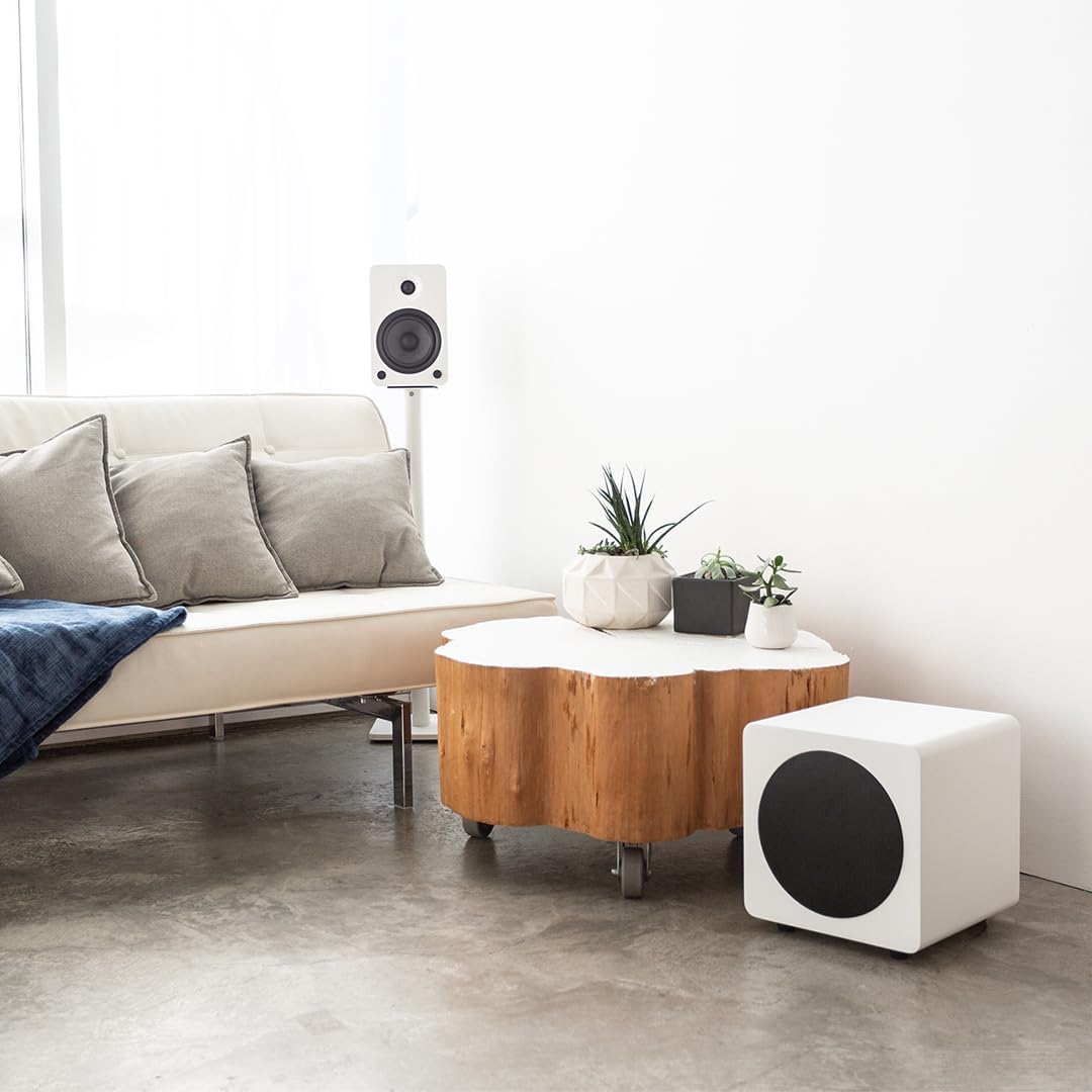 Kanto SUB8VMW Sealed Powered Subwoofer | 300W Peak Power | 8" Woofer | Matte White, Matte White