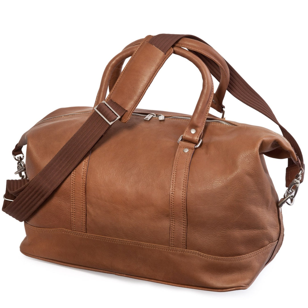 Mittel-Grosse Reisetasche Weekender Grösse M aus Nappa-Leder, für Damen und Herren, Cognac-Braun, Ja