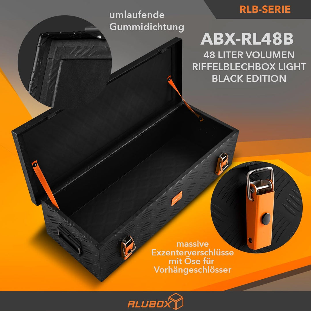 alubox Werkzeugkiste Riffelblech ABX-RL48B Aluminium 1,5mm Werkzeugkiste leicht und robust 48 Liter