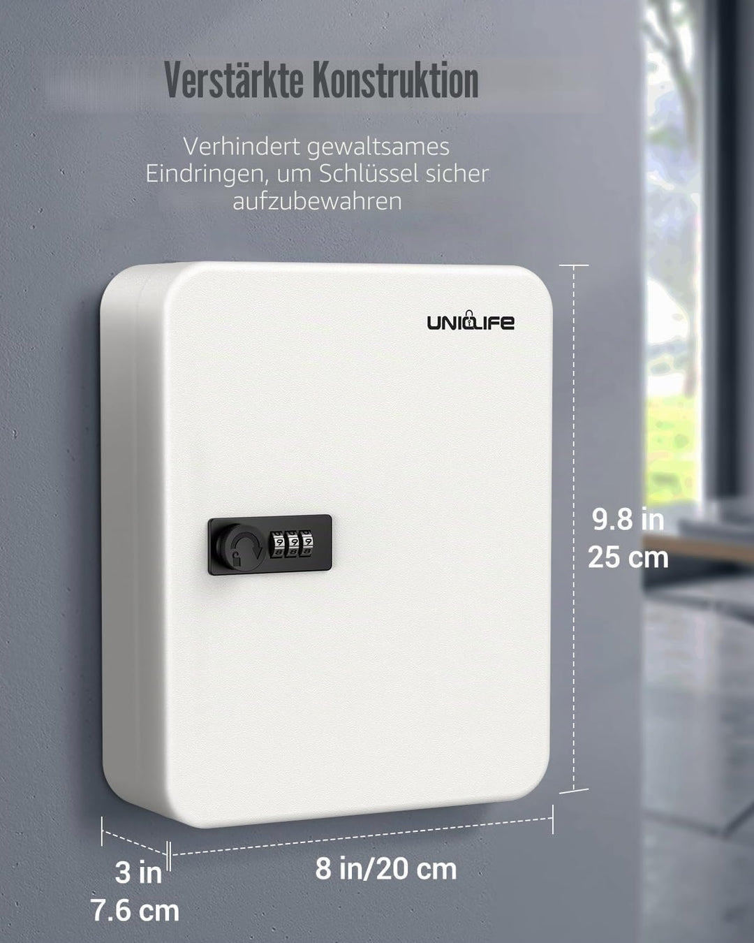 Uniclife 48 Position Schlüssel Kabinett mit Kombination Lock Resettable Weiss Digital Security Stora