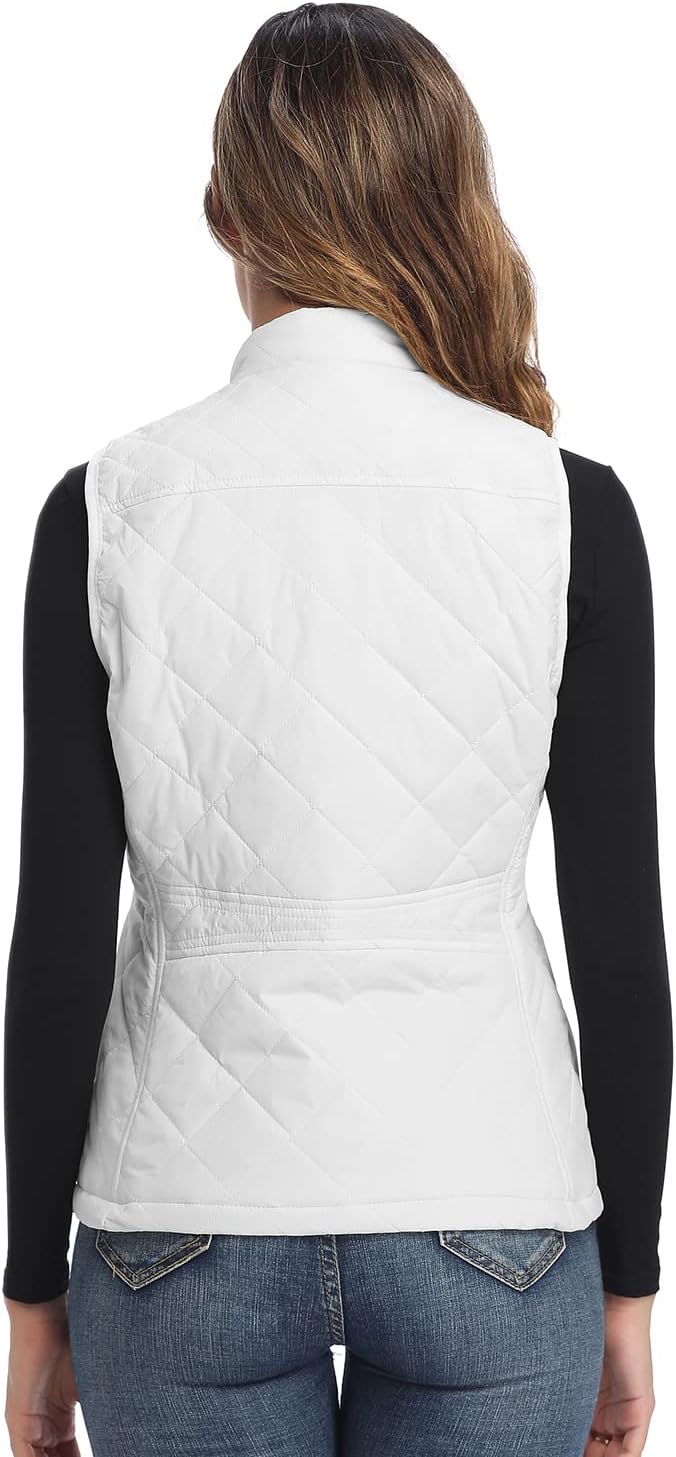 LK Damen Weste Leicht Stehkragen Weste Steppweste mit Reissverschluss Ärmellose Oberteile Tops Coat