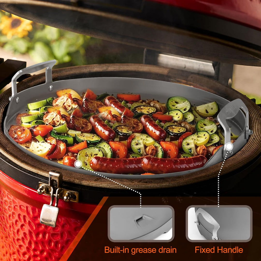 Onlyfire Plancha Grillplatte mit Abnehmbarer Griff, BBQ Grillplatten für Large Big Green Egg, Kamado