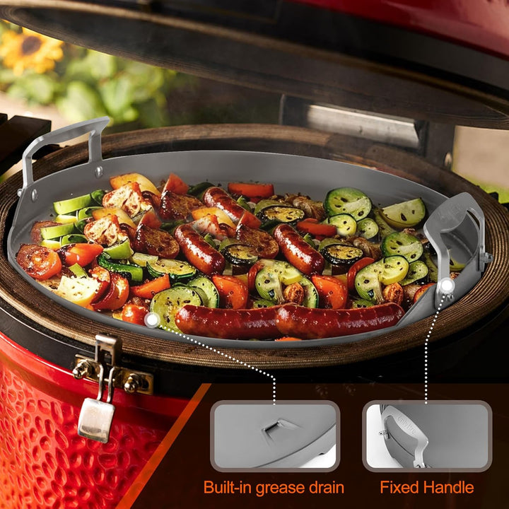 Onlyfire Plancha Grillplatte mit Abnehmbarer Griff, BBQ Grillplatten für Large Big Green Egg, Kamado