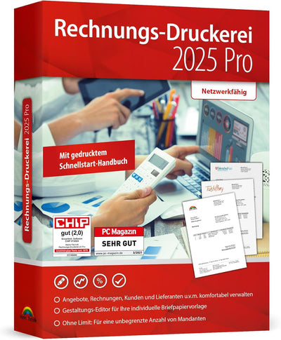 Rechnungsdruckerei 2024 PRO für Unternehmer und Handwerker - Rechnungen, Lieferscheine, Angebote, Au