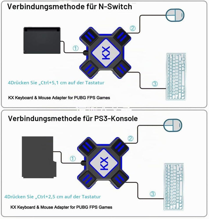 Adapter Tastatur und Maus Konverter FPS Spiel für Nintendo Switch / PS4 / PS3 Konsolen,unterstützt b