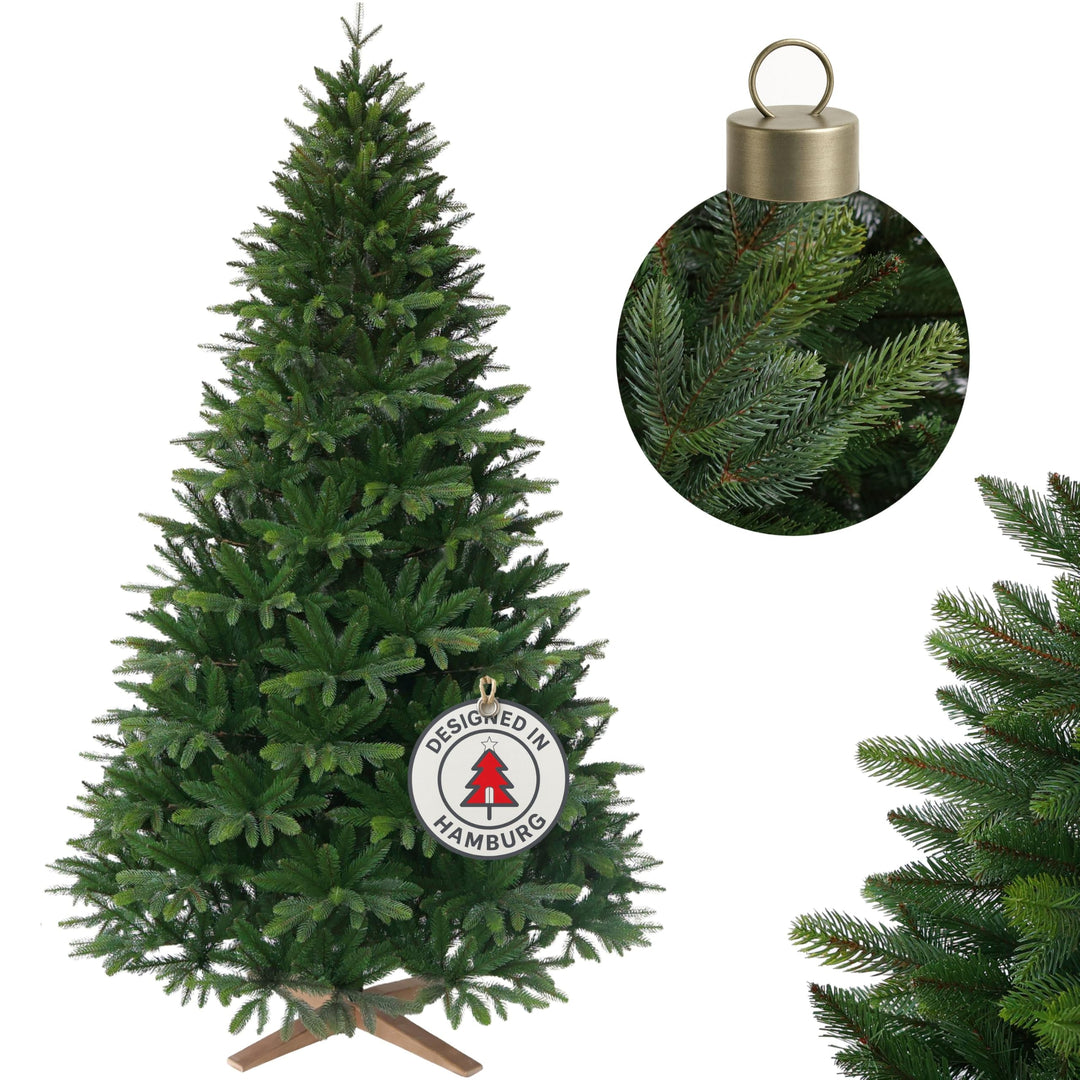 Hochwertiger künstlicher Weihnachtsbaum 180cm mit Holzfuss - Premium Spritzguss Weihnachtsbaum künst
