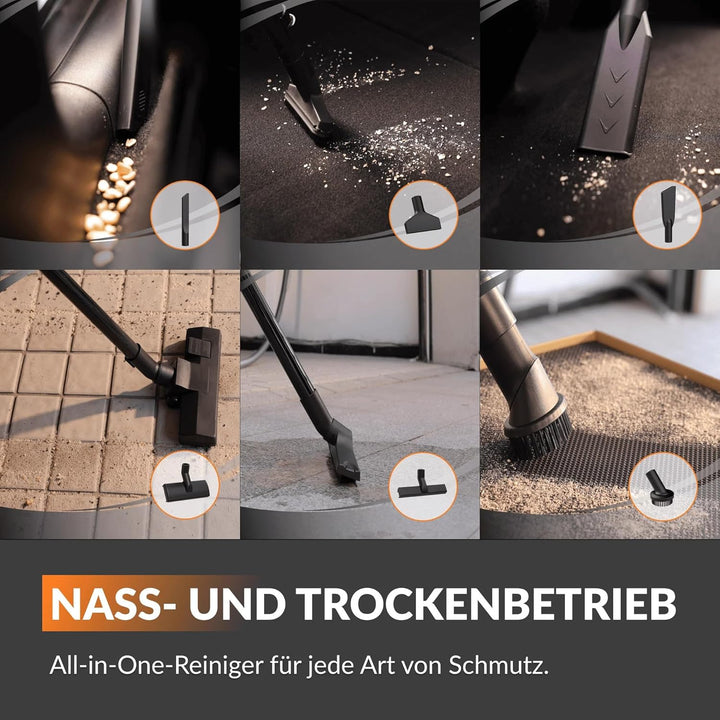 Giraffe Tools Grandstorm Einziehbarer Staubsauger mit 10 m langem, knickfestem Schlauch, wandmontier