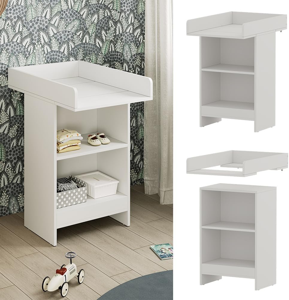 Vicco Wickelkommode Mona, Weiss, 60 x 103.5 cm mit Wickelaufsatz