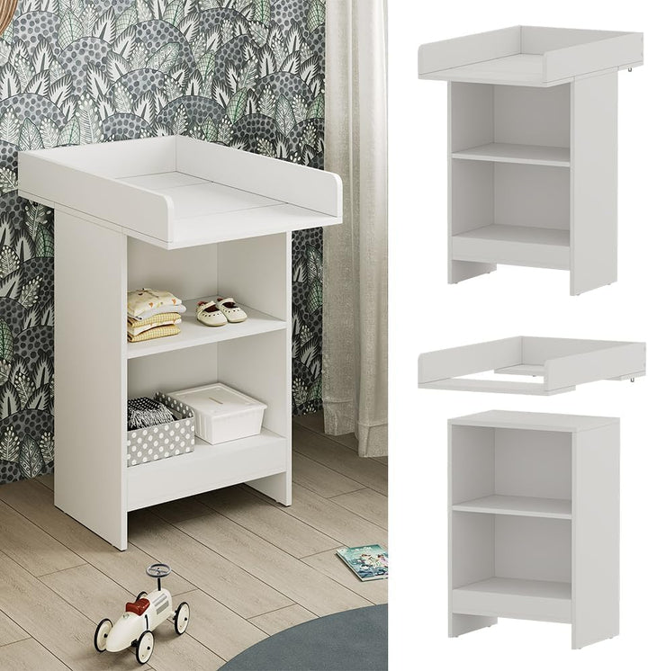 Vicco Wickelkommode Mona, Weiss, 60 x 103.5 cm mit Wickelaufsatz