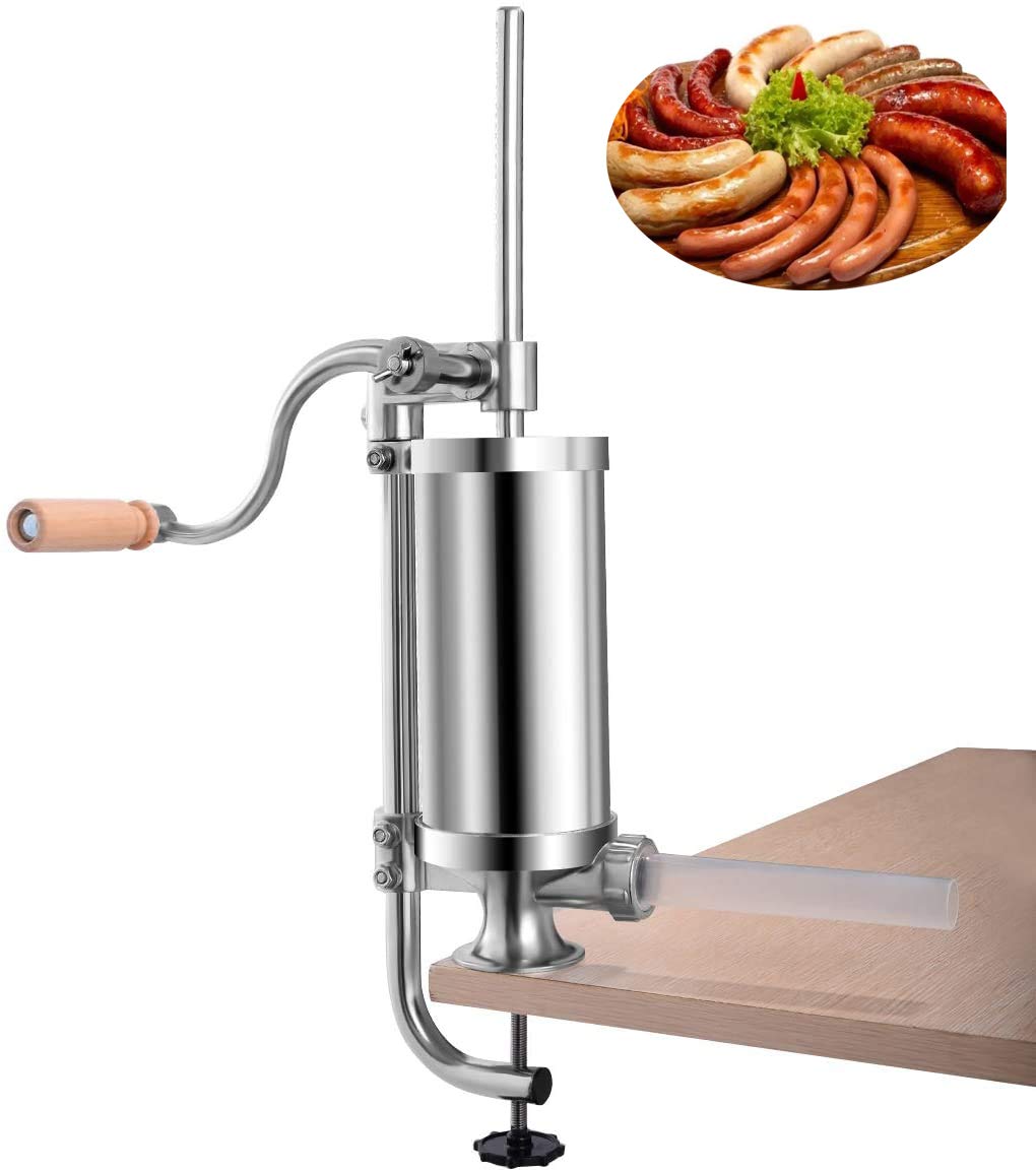 RELAX4LIFE Wurstpresse manuell 1,5 L, Wurstmaschine mit 4 Wurstfüllrohren, Wurstfüllmaschine aus Ede