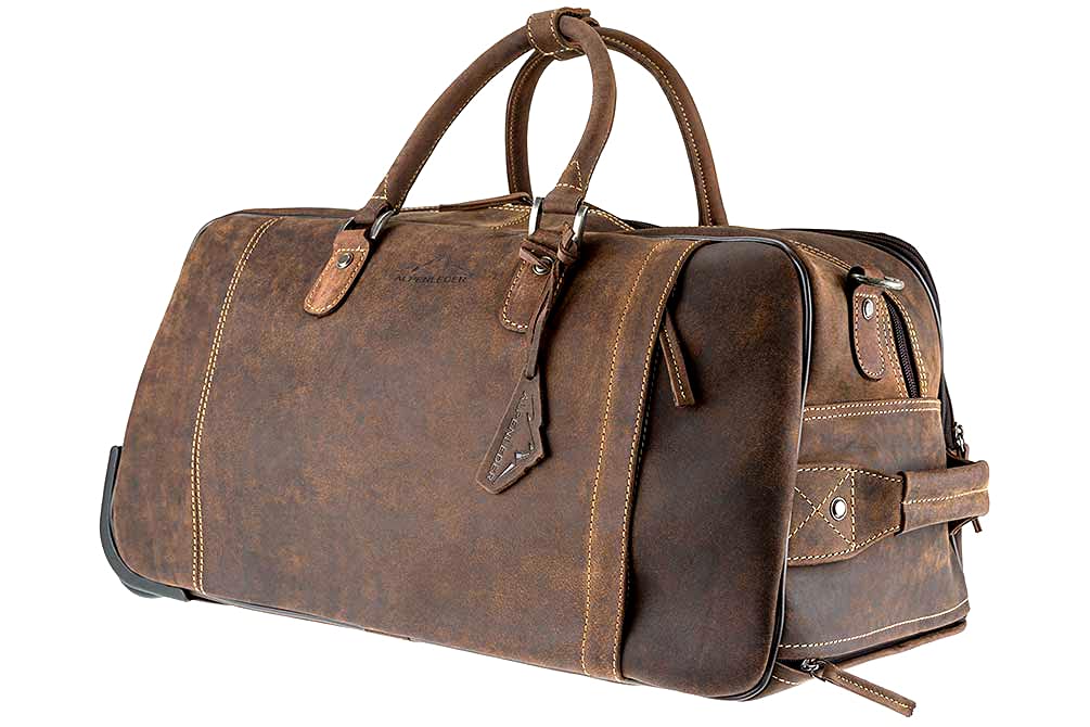Alpenleder Reisetasche mit Rollen - ROM (Handgefertigt) - Nachhaltiges Bio-Leder aus regionaler Land