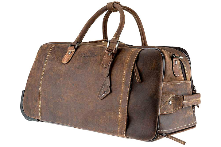 Alpenleder Reisetasche mit Rollen - ROM (Handgefertigt) - Nachhaltiges Bio-Leder aus regionaler Land