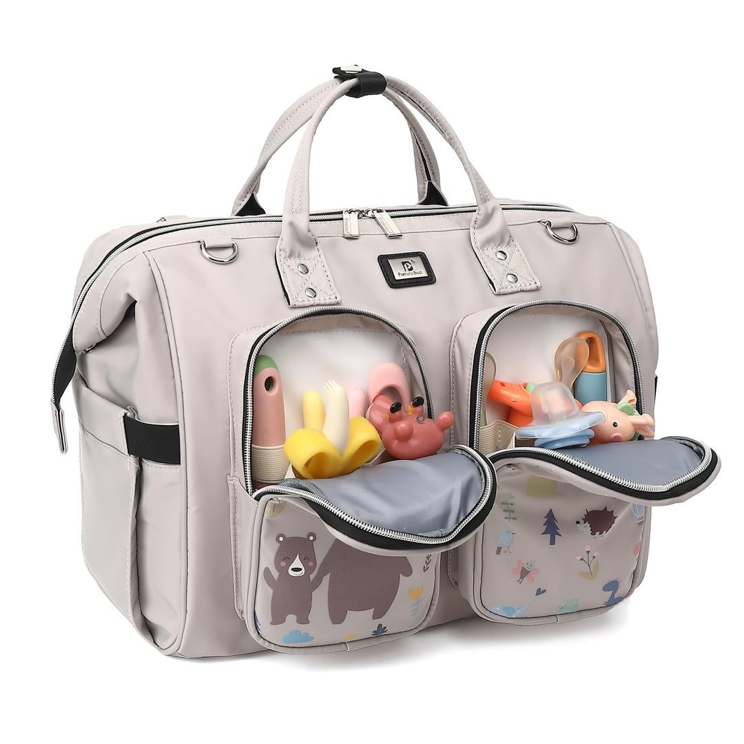 Pomelo Best Wickeltasche mit wasserdicher Wickelunterlage und 2 Kinderwagen Haken verstellbare Schul
