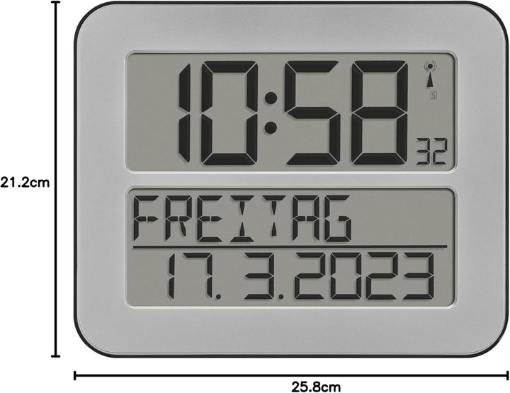 TFA Dostmann TimeLine Max Funk-Wanduhr, 60.4512.54, digital, übersichtliche Funkuhr, Seniorenuhr, De