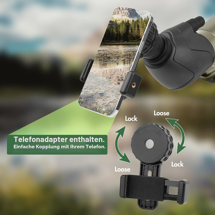 25-75X70 Spektiv für Zielschiessen - HD Spektiv mit Stativ Tragetasche &amp; Smartphone Halterung - BAK4