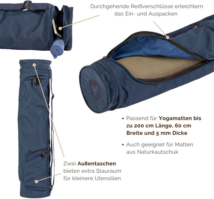 Bodhi Yogatasche ASANA Bag | Spritzwasserfeste Sporttasche | Aussentaschen für extra Platz | Polyest
