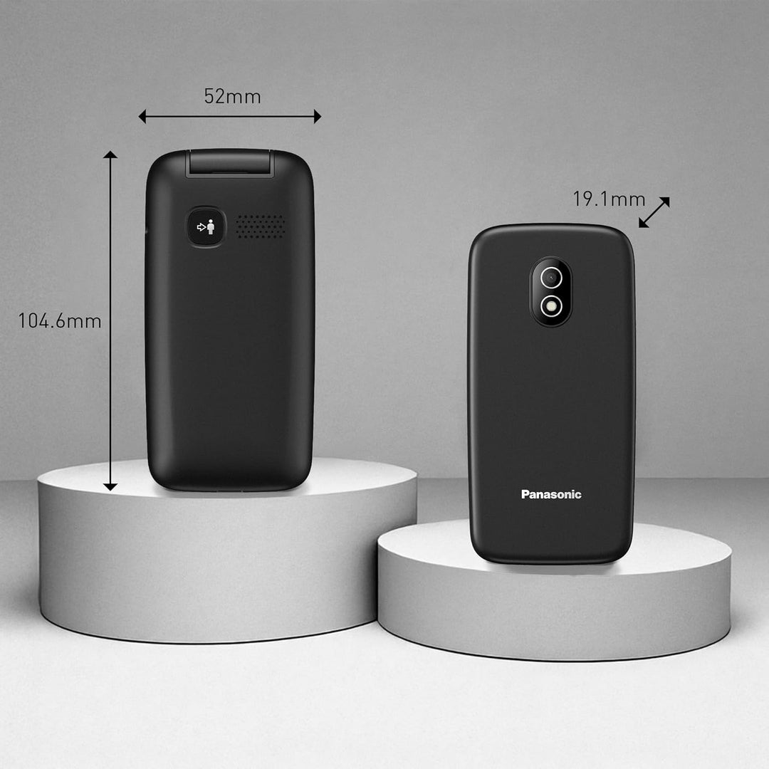 Panasonic KX-TU410 2,4 Zoll 4G Klapphandy, SOS-Taste, Bluetooth 5.0, HAC, Freisprechen, IP44, Schwar