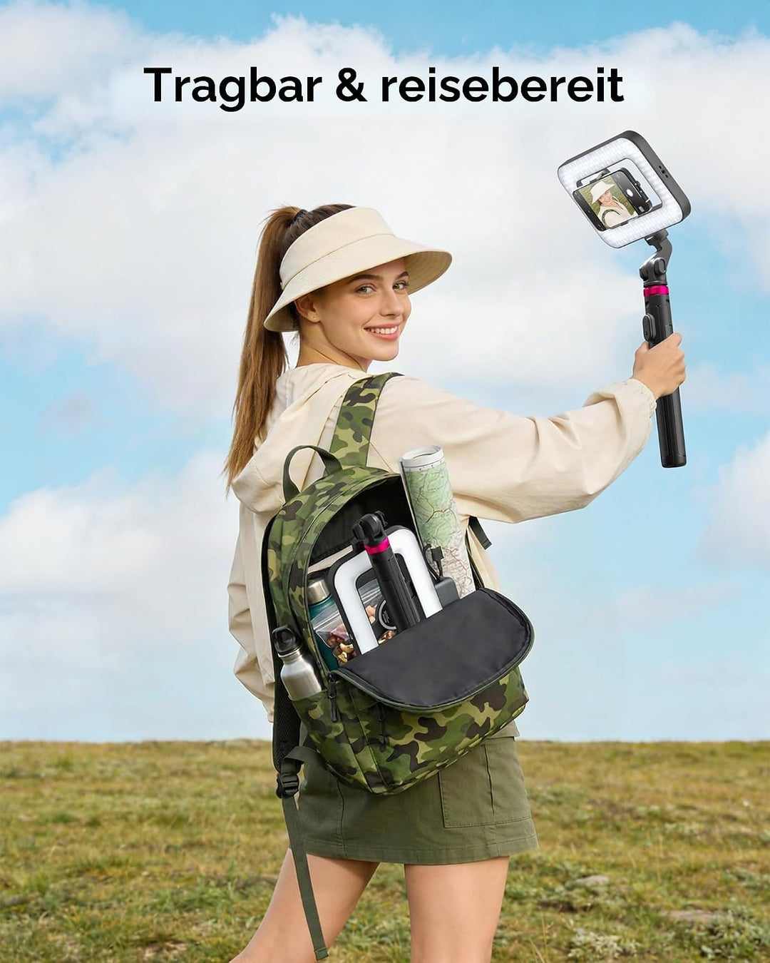 15W Ringlicht mit Stativ, 6000mAh Magnetisches Handy Stativ mit Ringlicht, 2500K–9000K Dimmbar, Trag