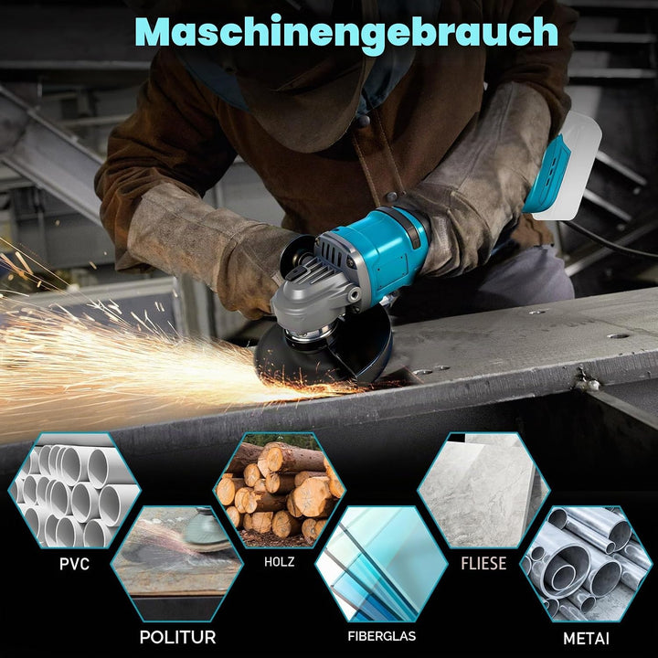 Winkelschleifer Kompatibel mit Makita 18V Akkus, Akku Winkelschleifer 125mm, 1180W Akku Flex Bürsten