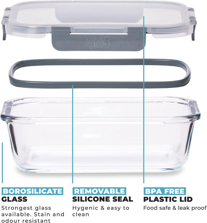 Igluu Meal Prep Glas-Frischhaltedosen mit BPA-freiem Deckel (10er-Pack) – mikrowellen-, ofen-, gefri