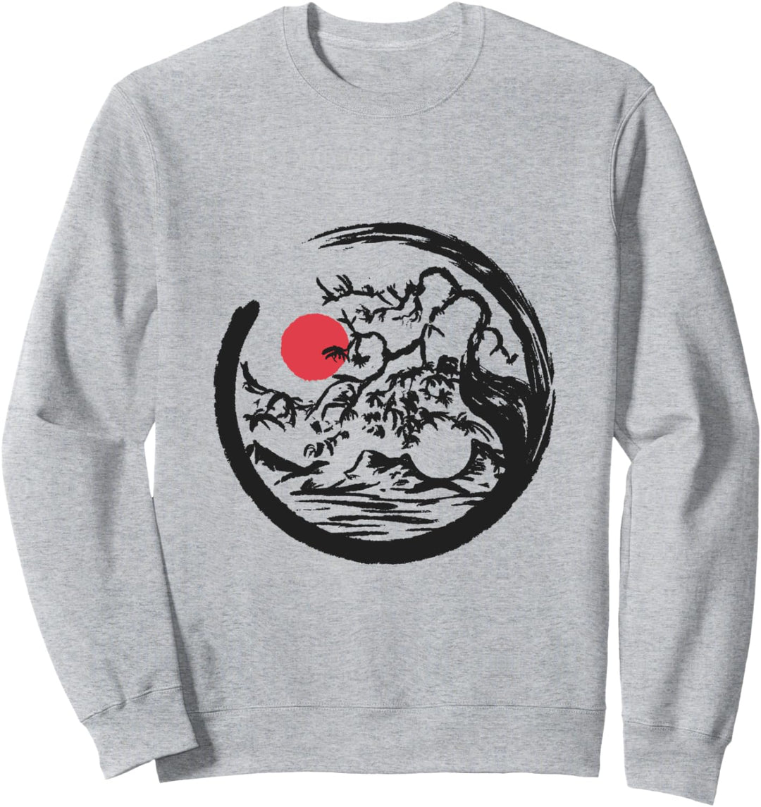 Japanese yin yang symbol made of a nature tree landscape Sweatshirt