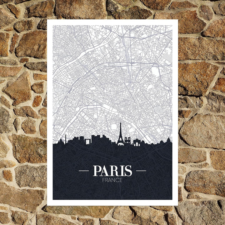 wandmotiv24 Poster als Wanddeko, Grösse Din A1, Strassen Karte Paris, Frankreich, Hauptstadt, Reisen