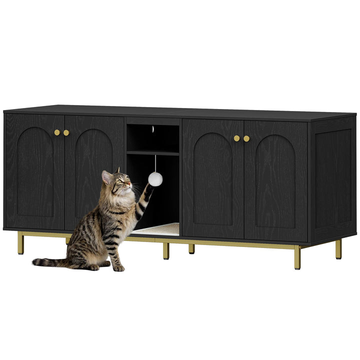 Hzuaneri Katzenschrank für 2 Katzen, Katzenklo Schrank, Katzenhaus Versteckt mit Doppelräumen, Mit S