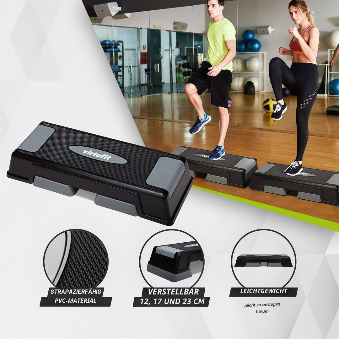 VirtuFit Verstellbarer Aerobic Stepper - Anti-Rutsch - Mini Stepper für Zuhause - Stepbrett bis 110k