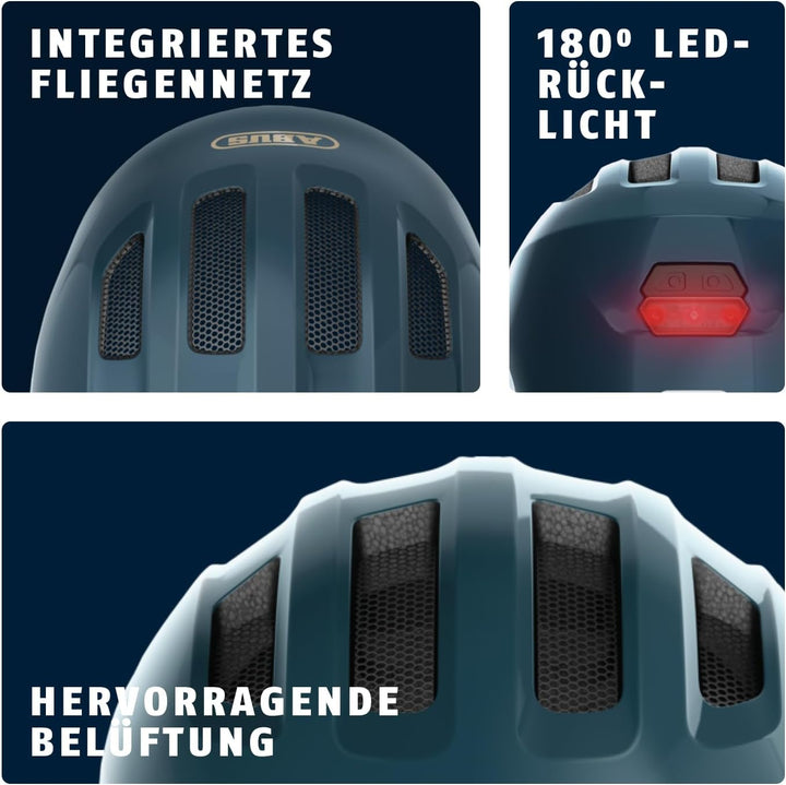 ABUS Kinderhelm Smiley 3.0 ACE LED - Fahrradhelm mit Licht - tiefe Passform & Platz für einen Zopf -