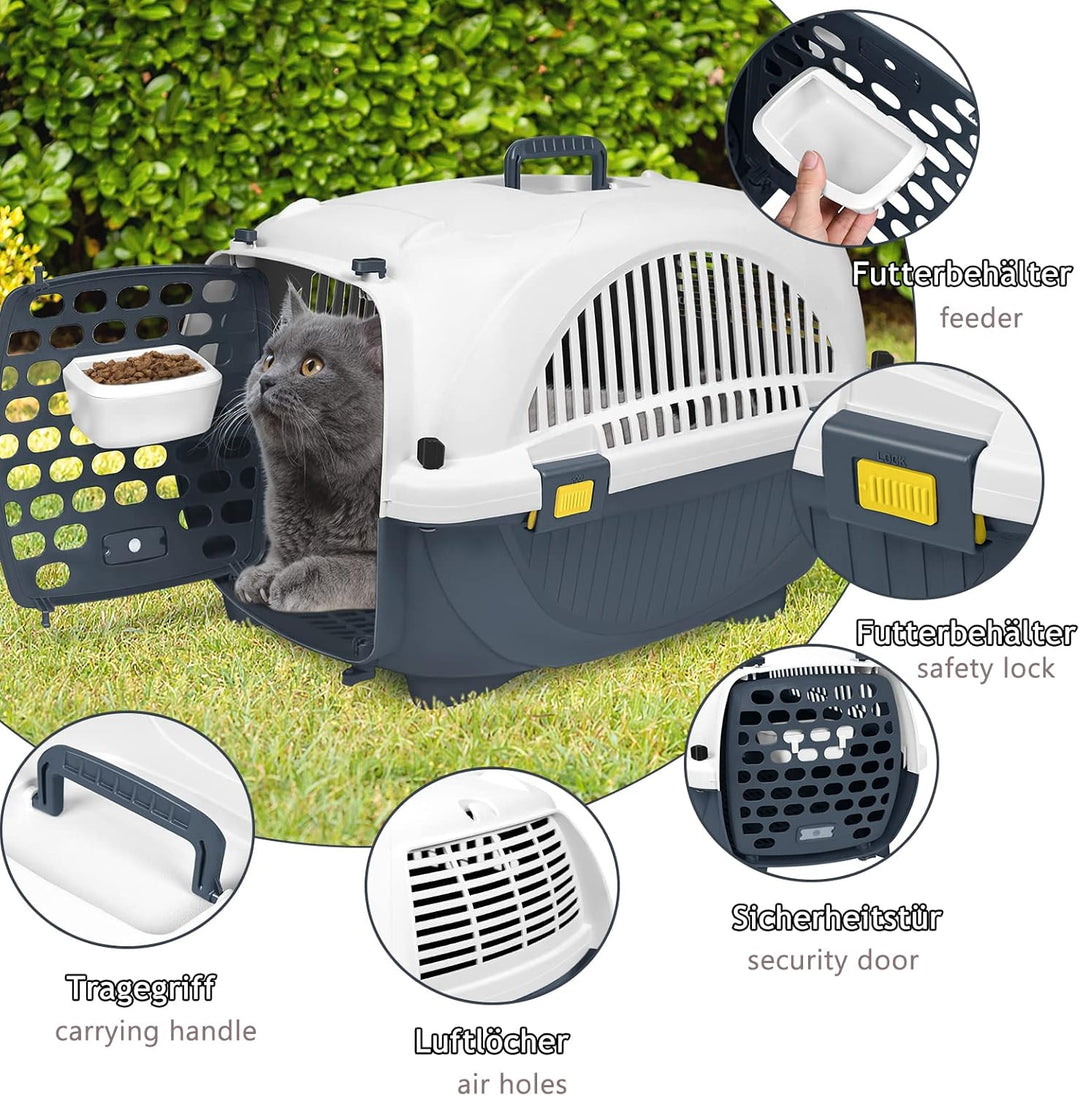 Suusolny 61x37x37 cm Katzentransportbox Transportbox Katze aus Kunststoff Hunde Transportboxen mit F