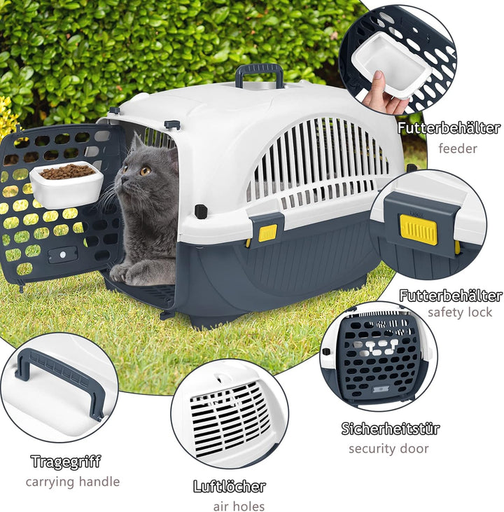 Suusolny 61x37x37 cm Katzentransportbox Transportbox Katze aus Kunststoff Hunde Transportboxen mit F