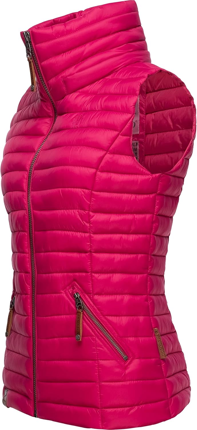 Navahoo Damen Übergangsjacke leichte Steppweste mit Abnehmbarer Kapuze Shadaa XS-3XL XS Fuchsia, XS