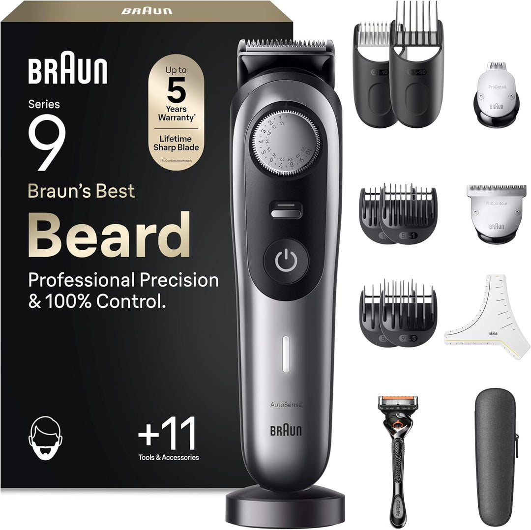 Braun Barttrimmer, Trimmer/Haarschneider Herren, Haarschneidemaschine Profi, 40 Einstellungen, Lades