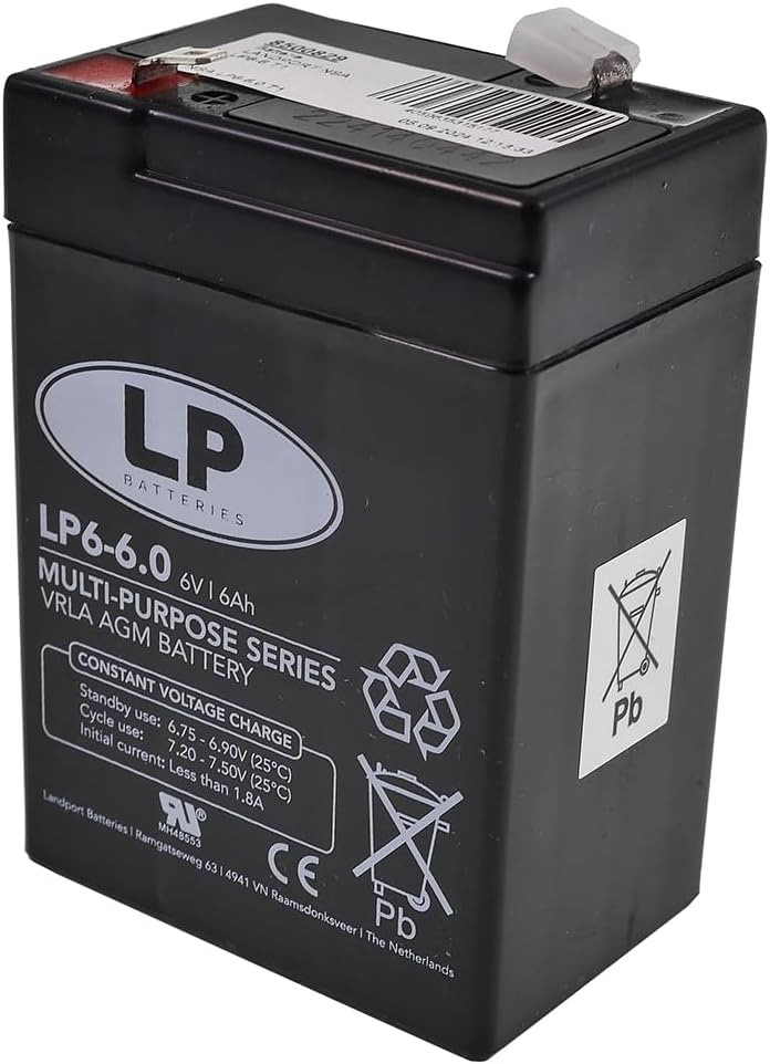 LP BATTERIES NSA LP6-6 T1 6V 6AH AGM Akku Vlies Batterie VRLA Zyklenfest Wartungsfrei für Elektro Sp